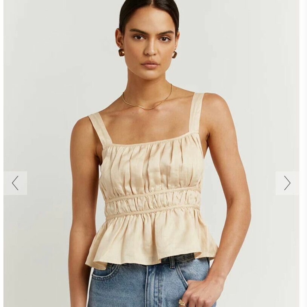 DISSH Winnie Butter Gathered Top US Size 4 Peplum Style Top